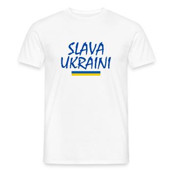 Slava ukraini - T-shirt homme - blanc - Devant - AI Model Male 178 dark (178cm)