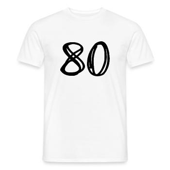 80. 80 YEARS. 80TH ANNIVERSARY. BIRTHDAY 80 YEARS. - Men's T-Shirt - white - Front - AI Model Male 178 dark (178cm)