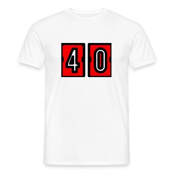40. 40 YEARS. 40th ANNIVERSARY. BIRTHDAY 40 YEARS. - Men's T-Shirt - white - Front - AI Model Male 178 dark (178cm)