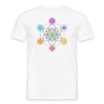 Metatrons Cube, Chakras, Cosmic Energy Centers, - Men's T-Shirt - white - Front - AI Model Male 178 dark (178cm)