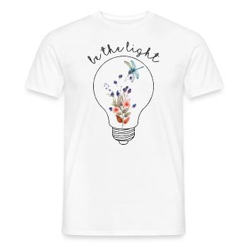 Be the Light A Lightbulb Lamp with Flowers - Men's T-Shirt - white - Front - AI Model Male 178 dark (178cm)