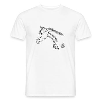 Hand-drawn horses head, illustration, riding - Men's T-Shirt - white - Front - AI Model Male 178 dark (178cm)