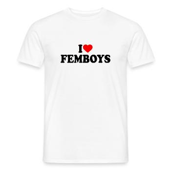 I love femboys - Männer T-Shirt - Weiß - Vorne - AI Model Male 178 dark (178cm)