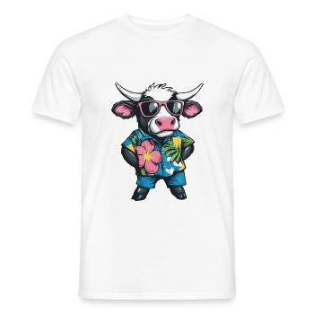 Kuh Comic Urlaub - Männer T-Shirt - Weiß - Vorne - AI Model Male 178 dark (178cm)