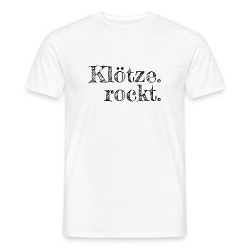 Klötze rockt - Textdesign mit Stadtnamen - Männer T-Shirt - Weiß - Vorne - AI Model Male 178 dark (178cm)