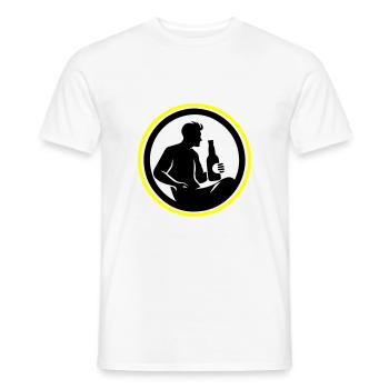 Bouteille de bière buvant Silhouette - T-shirt homme - blanc - Devant - AI Model Male 178 dark (178cm)