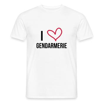 I Love Gendarmerie / Gendarmerie - T-shirt homme - blanc - Devant - AI Model Male 178 dark (178cm)