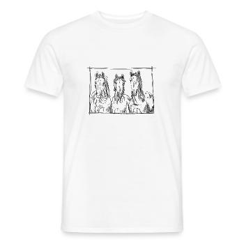 Hand-drawn horses heads, illustration, rider - Men's T-Shirt - white - Front - AI Model Male 178 dark (178cm)