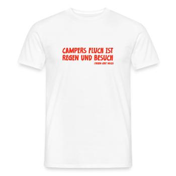 Camping Spruch Campers Fluch ist Regen und Besuch - Männer T-Shirt - Weiß - Vorne - AI Model Male 178 dark (178cm)