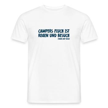 Camping Spruch Campers Fluch ist Regen und Besuch - Männer T-Shirt - Weiß - Vorne - AI Model Male 178 dark (178cm)