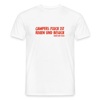Camping Spruch Campers Fluch ist Regen und Besuch - Männer T-Shirt - Weiß - Vorne - AI Model Male 178 dark (178cm)