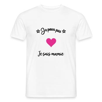 JE PEUX PAS JE SUIS MAMIE - T-shirt homme - blanc - Devant - AI Model Male 178 dark (178cm)