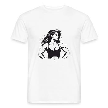 Femme Muscles Musculation Fitness Gym - T-shirt homme - blanc - Devant - AI Model Male 178 dark (178cm)