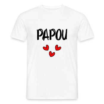 PAPOU. PAPA. FÊTE DES PÈRES. BONNE FÊTE PAPA - T-shirt homme - blanc - Devant - AI Model Male 178 dark (178cm)