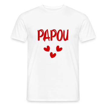 PAPOU. PAPA. FÊTE DES PÈRES. BONNE FÊTE PAPA - T-shirt homme - blanc - Devant - AI Model Male 178 dark (178cm)
