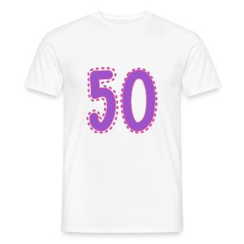 50. 50 YEARS. 50th ANNIVERSARY. 50TH ANNIVERSARY. - Men's T-Shirt - white - Front - AI Model Male 178 dark (178cm)
