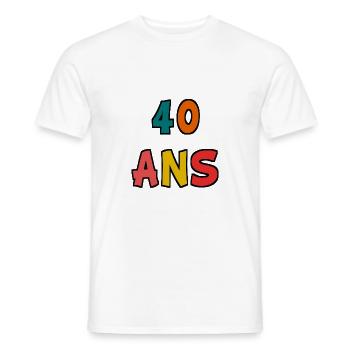40 ANS. 40e ANNIVERSAIRE. ANNIVERSAIRE 40 ANS. 40 - T-shirt homme - blanc - Devant - AI Model Male 178 dark (178cm)