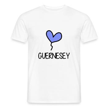 GUERNSEY. UNITED KINGDOM. ENGLAND - Men's T-Shirt - white - Front - AI Model Male 178 dark (178cm)