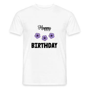 HAPPY BIRTHDAY. JOYEUX ANNIVERSAIRE. ANNIVERSAIRE. - T-shirt homme - blanc - Devant - AI Model Male 178 dark (178cm)