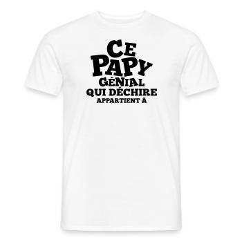 ce papy génial qui déchire appartient à (prénom) - T-shirt homme - blanc - Devant - AI Model Male 178 dark (178cm)