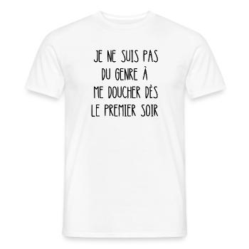 pas du genre à me doucher - T-shirt homme - blanc - Devant - AI Model Male 178 dark (178cm)
