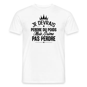 Je devrais perdre du poids mais j'aime pas perdre - T-shirt homme - blanc - Devant - AI Model Male 178 dark (178cm)