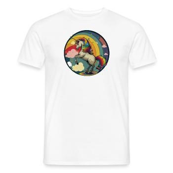 Unicorn with colored hair and rainbow - Men's T-Shirt - white - Front - AI Model Male 178 dark (178cm)