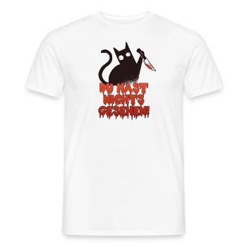 Psycho Katze mit Messer du hast nichts gesehen - Männer T-Shirt - Weiß - Vorne - AI Model Male 178 dark (178cm)