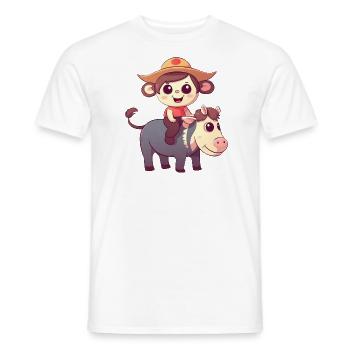 Mädchen, Affe und Kuh, Charmantes Kinderdesign - Männer T-Shirt - Weiß - Vorne - AI Model Male 178 dark (178cm)