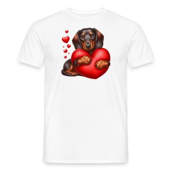 Dessin animé teckel - T-shirt homme - blanc - Devant - AI Model Male 178 dark (178cm)