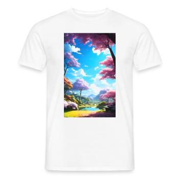 Friedliche, helle und glückliche Anime-Naturszene - Männer T-Shirt - Weiß - Vorne - AI Model Male 178 dark (178cm)