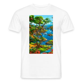 Abstrakte KI-Landschaft aus Wasser und Klippen - Männer T-Shirt - Weiß - Vorne - AI Model Male 178 dark (178cm)