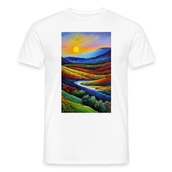 Colorful impressionism watercolor sunset - Men's T-Shirt - white - Front - AI Model Male 178 dark (178cm)