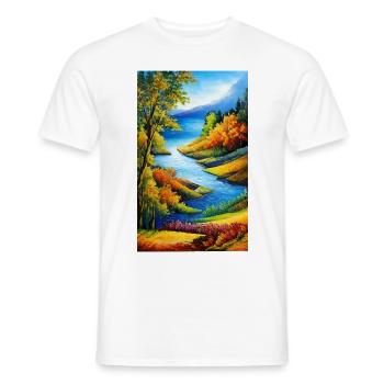 Ruhige Aquarell-Naturszene im Herbst - Männer T-Shirt - Weiß - Vorne - AI Model Male 178 dark (178cm)