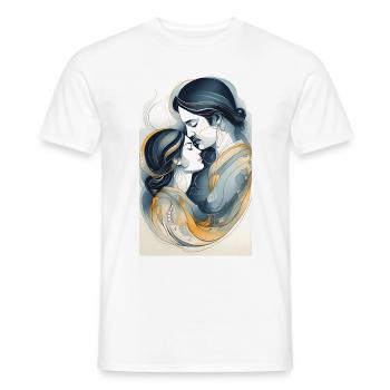 Couple in lines of black & gold - Men's T-Shirt - white - Front - AI Model Male 178 dark (178cm)