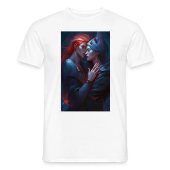 Moment sensuel d’amour des femmes - T-shirt homme - blanc - Devant - AI Model Male 178 dark (178cm)