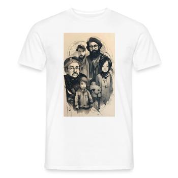 Gruppenfamilien-Tuscheporträt - Männer T-Shirt - Weiß - Vorne - AI Model Male 178 dark (178cm)