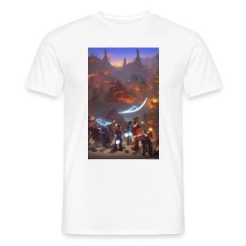 Surrealistic family landscape scene - Men's T-Shirt - white - Front - AI Model Male 178 dark (178cm)