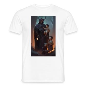 Medieval fantasy guarding father scene - Men's T-Shirt - white - Front - AI Model Male 178 dark (178cm)