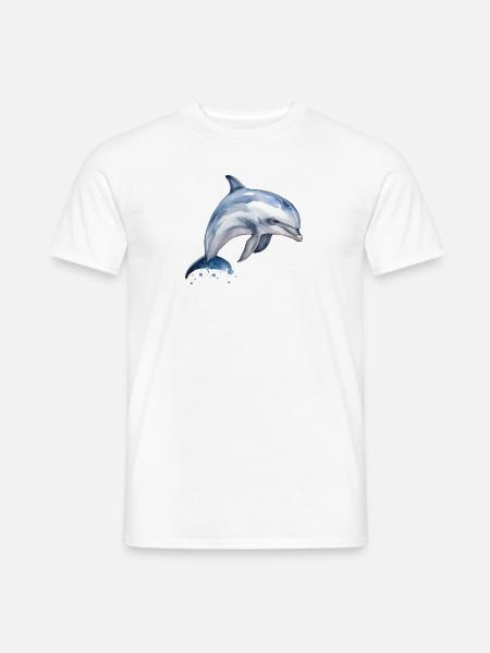 Aquarell Delphin - Männer T-Shirt - Weiß