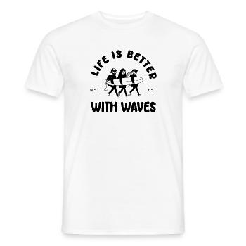 Life is better with waves - Men's T-Shirt - white - Front - AI Model Male 178 dark (178cm)