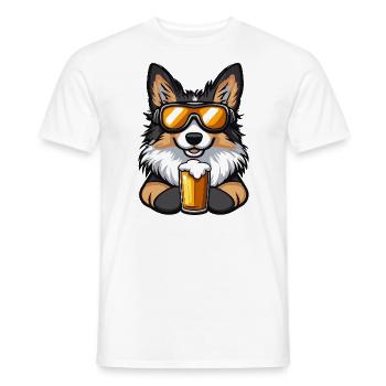 Border Collie Hund Apres Ski Bier Comic - Männer T-Shirt - Weiß - Vorne - AI Model Male 178 dark (178cm)