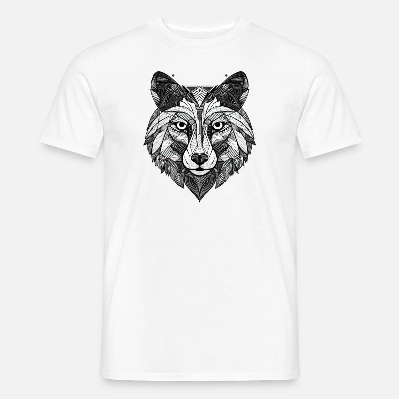 Wolf Geometrisch - Männer T-Shirt - Weiß