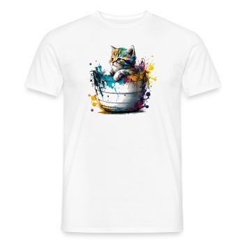 Mignon petit chat comme l’art moderne coloré - T-shirt homme - blanc - Devant - AI Model Male 178 dark (178cm)