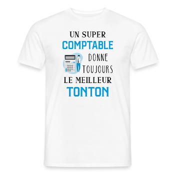 Super Tonton Comptable Cadeau Fete Des Peres - T-shirt homme - blanc - Devant - AI Model Male 178 dark (178cm)