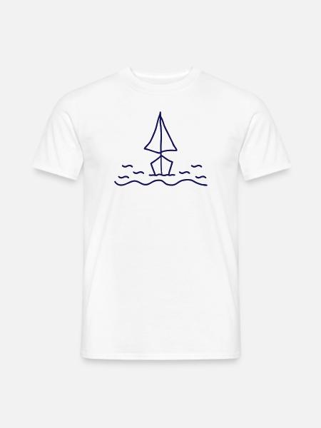 Segelboot im Wasser - Männer T-Shirt - Weiß