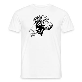 CURLY COATED RETRIEVER Hunde Portrait Wilsigns - Männer T-Shirt - Weiß - Vorne - AI Model Male 178 dark (178cm)