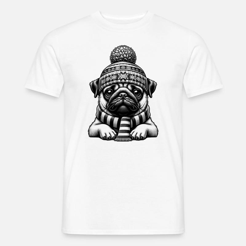 Mops - Männer T-Shirt - Weiß