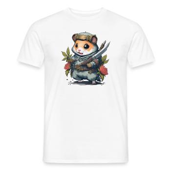 Ninja Hamster Battle Master. Hamsters in battle mode - Men's T-Shirt - white - Front - AI Model Male 178 dark (178cm)