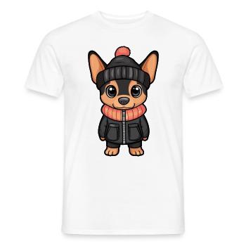 Pinscher Chien Hiver - T-shirt homme - blanc - Devant - AI Model Male 178 dark (178cm)